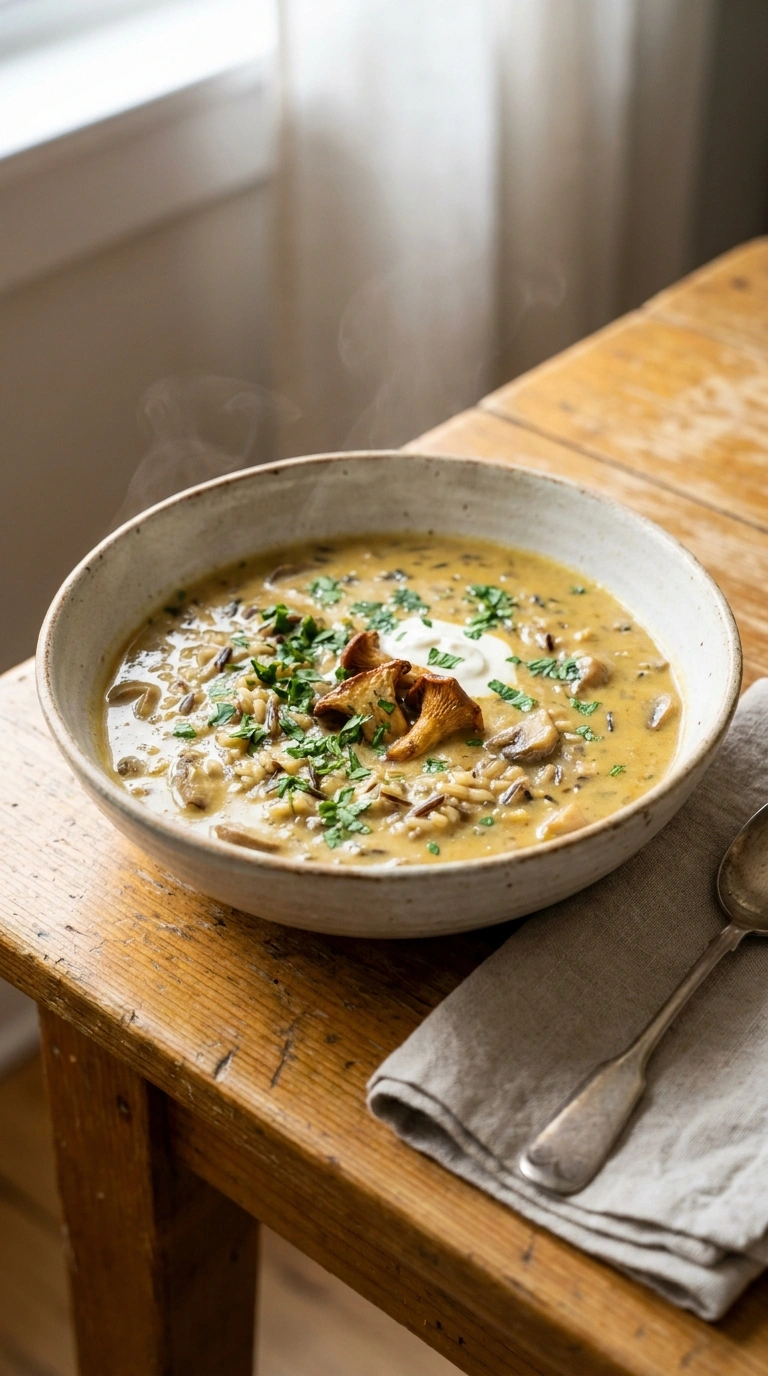 Creamy Hearty Wild Rice Mushroom Soup | 50-Min Easy Family Fall Comfort Bowl