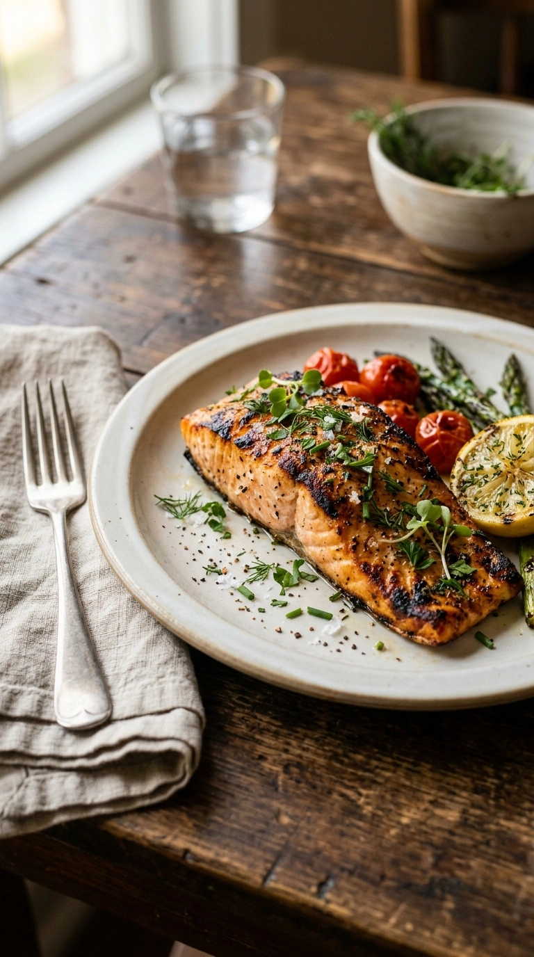 smoky tender grilled salmon lemon herb ready to serve