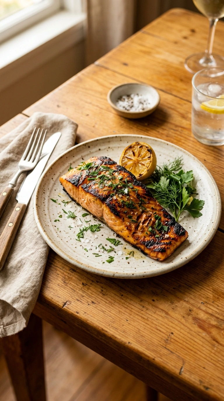 Smoky Tender Grilled Salmon Lemon Herb | 25-Min Easy Family Fall Dinner