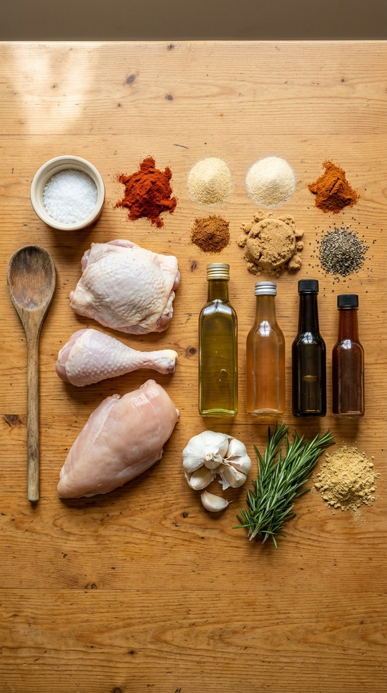 Ingredients for juicy smoky tailgate grilled chicken wings