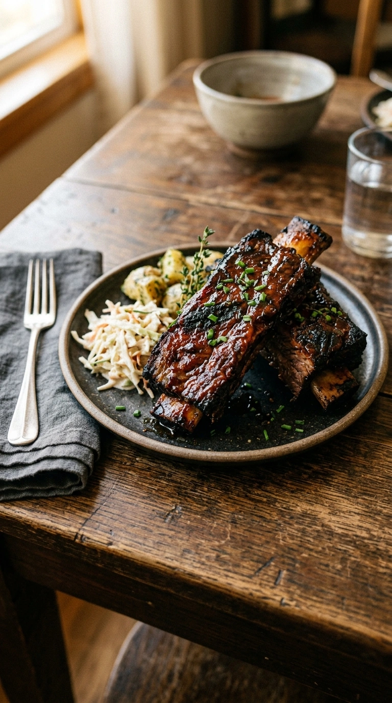 juicy smoky tailgate grilled beef ribs ready to serve