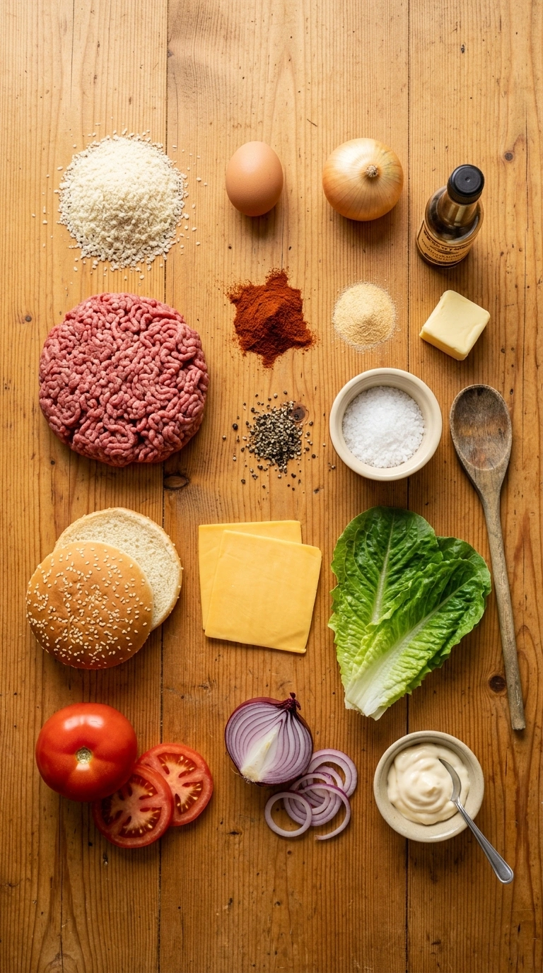 Ingredients for juicy smoky tailgate grilled burgers