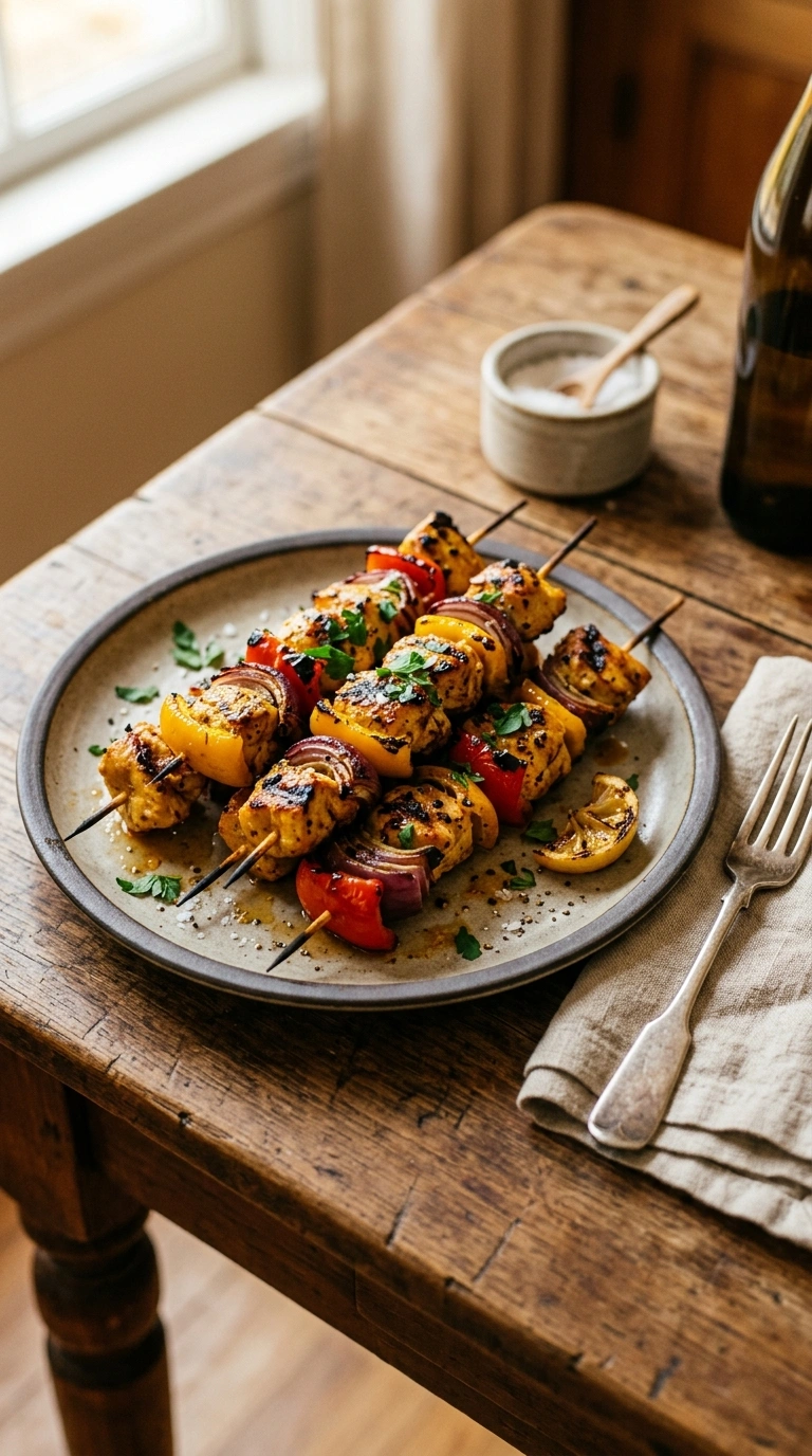 juicy smoky tailgate grilled chicken skewers ready to serve