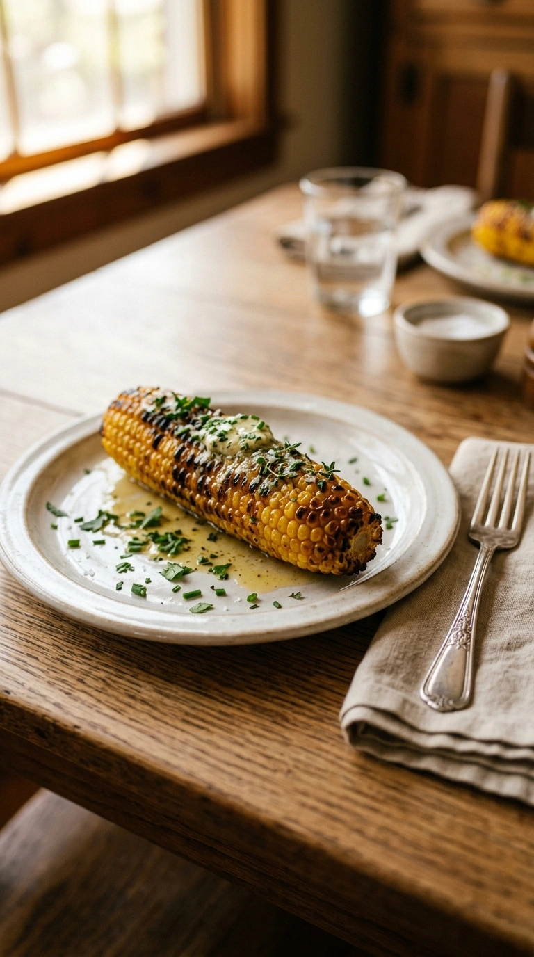 charred buttery labor day grilled corn ready to serve