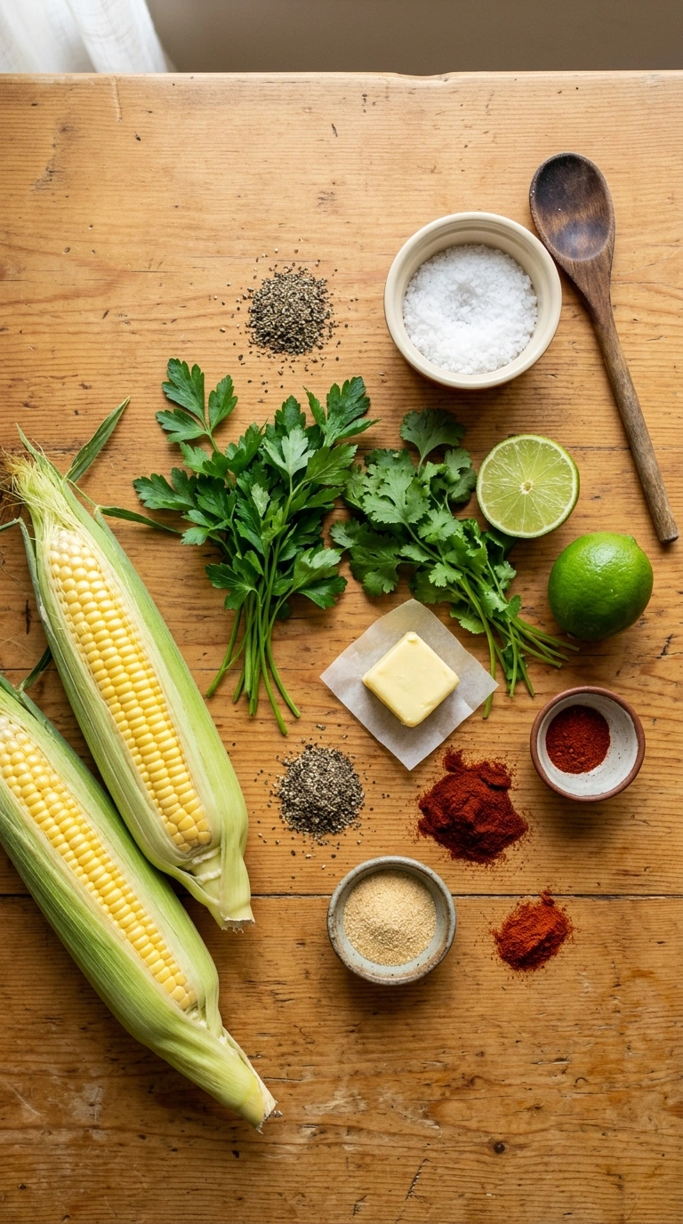 Ingredients for charred buttery labor day grilled corn