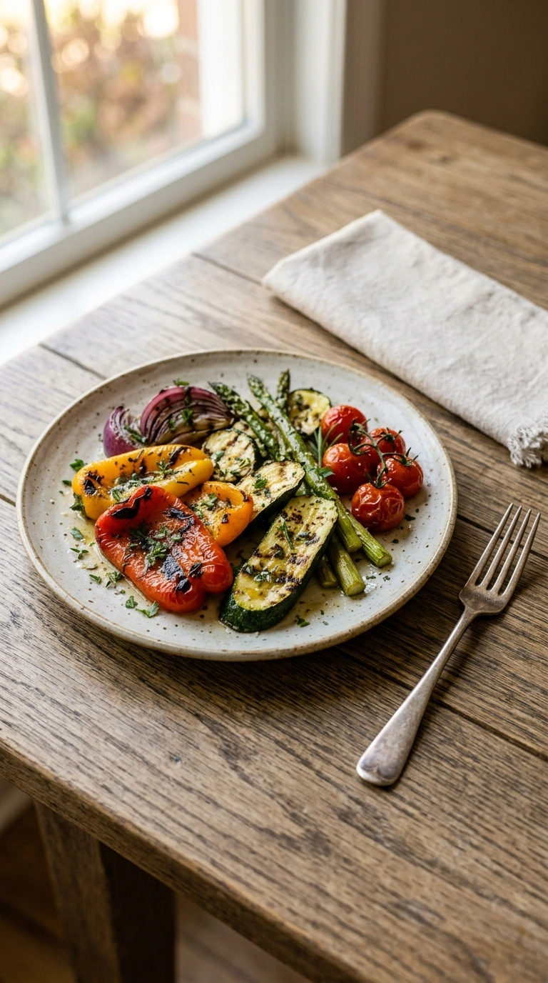 charred buttery labor day grilled veggies ready to serve