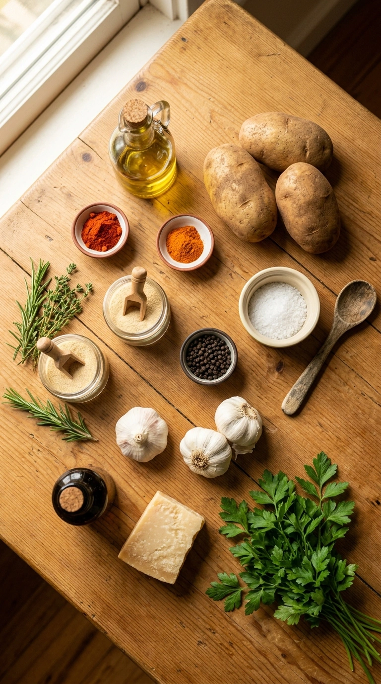Ingredients for charred smoky labor day grilled potato wedges